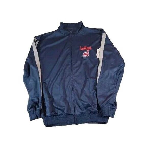 Vintage LG Men's Cleveland Indians Zip Up 2016 World Series Pockets Blue Jacket